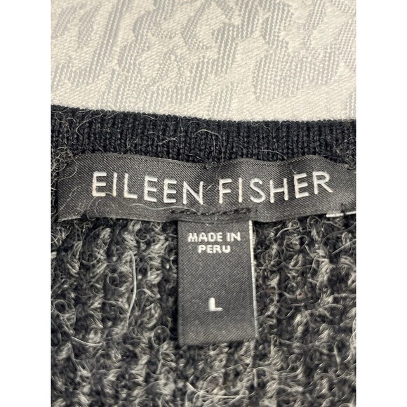 Eileen Fisher Alpaca Asymmetrical Zipper Front Cardigan Sweater Sz L - Picture 4 of 11